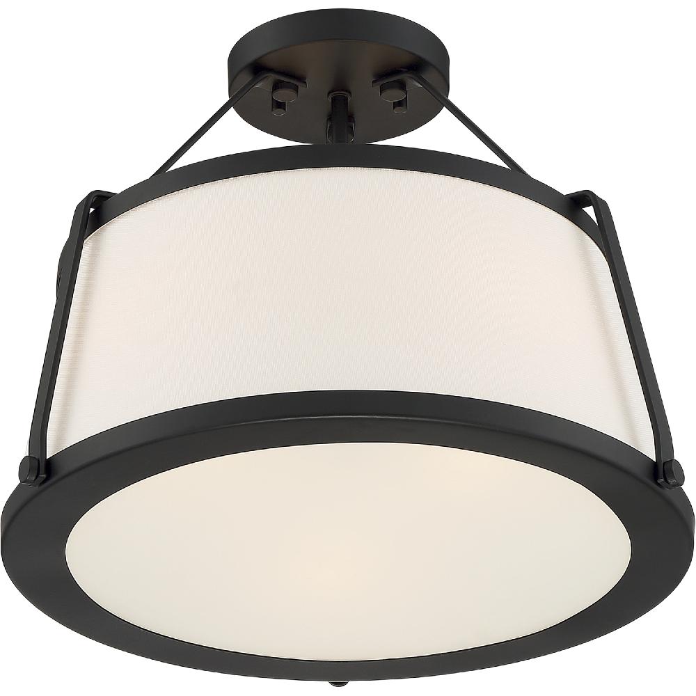 nuvo lighting Cutty 3 Light 16 inch Matte Black Semi Flush Mount Fixture Ceiling Light