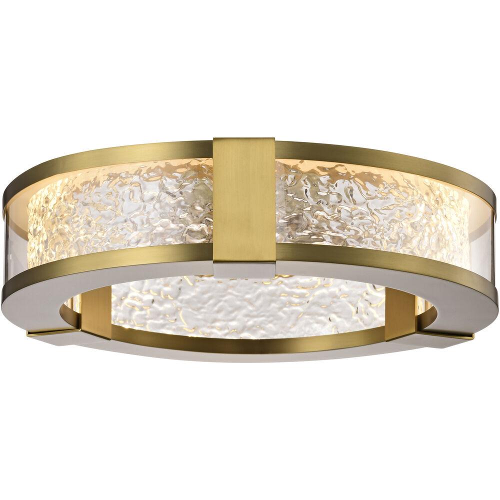 Nuvo Lighting Darrow LED 13.25 Inch Vintage Brass Flush Mount Ceiling Light