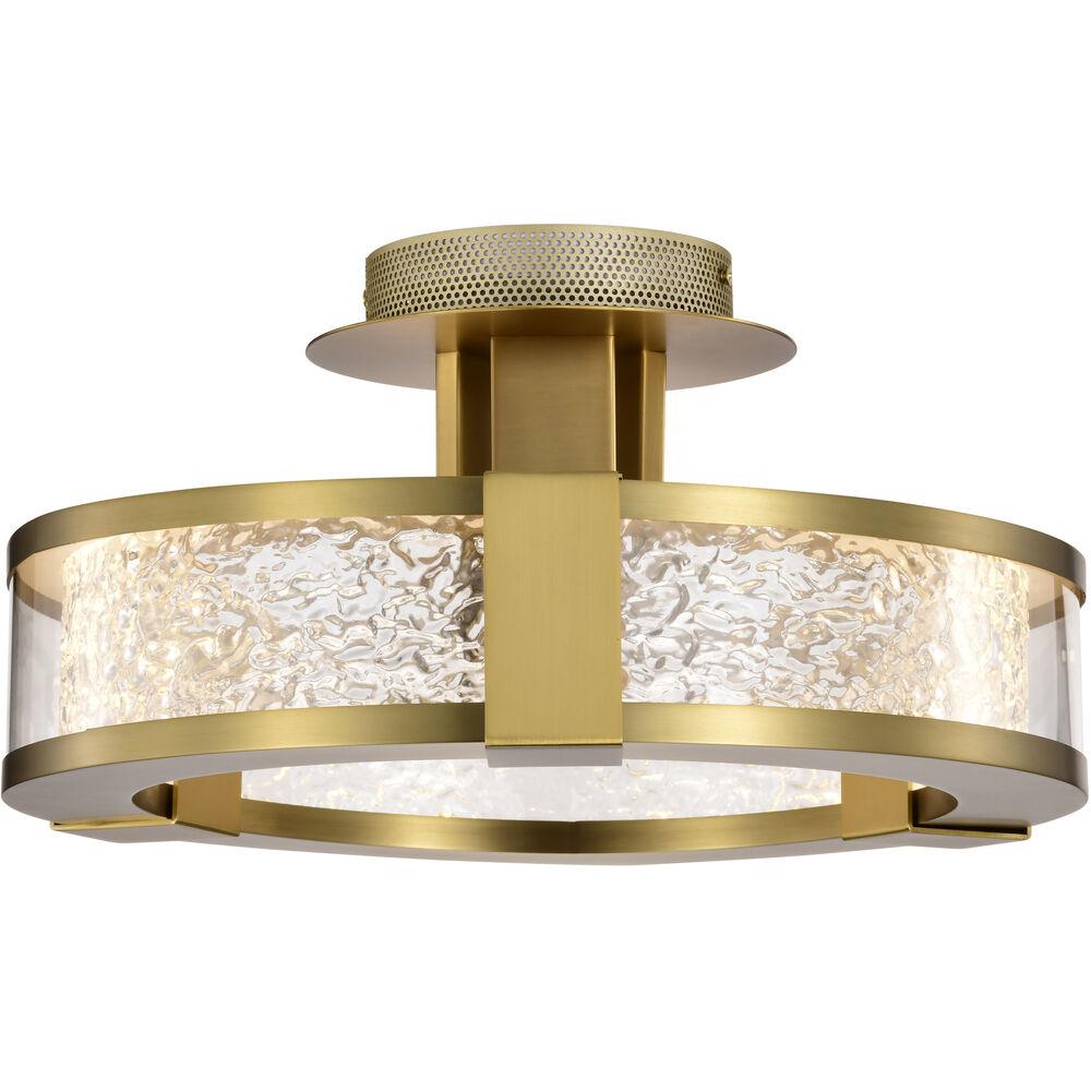 Nuvo Lighting Darrow LED 13.75 Inch Vintage Brass Semi Flush Mount Ceiling Light