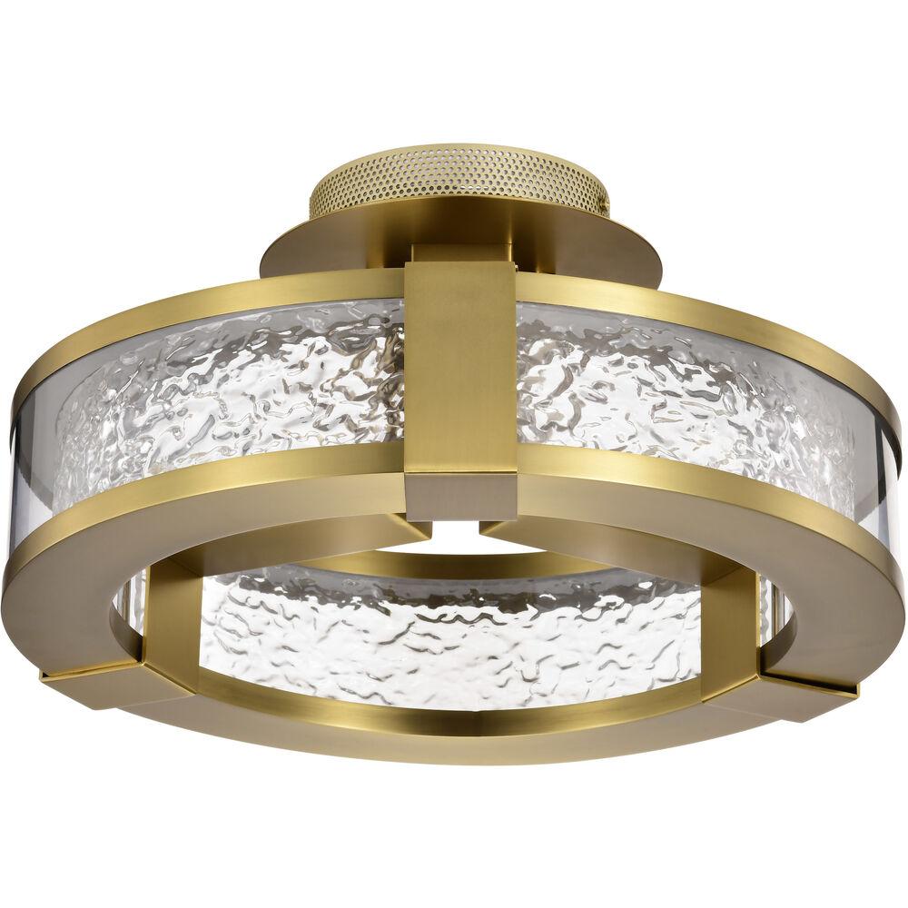 Nuvo Lighting Darrow LED 13.75 Inch Vintage Brass Semi Flush Mount Ceiling Light