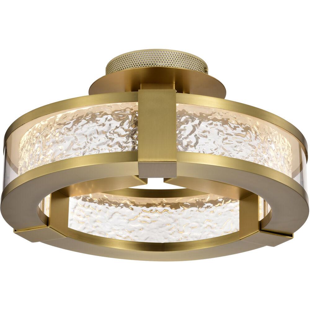 Nuvo Lighting Darrow LED 13.75 Inch Vintage Brass Semi Flush Mount Ceiling Light