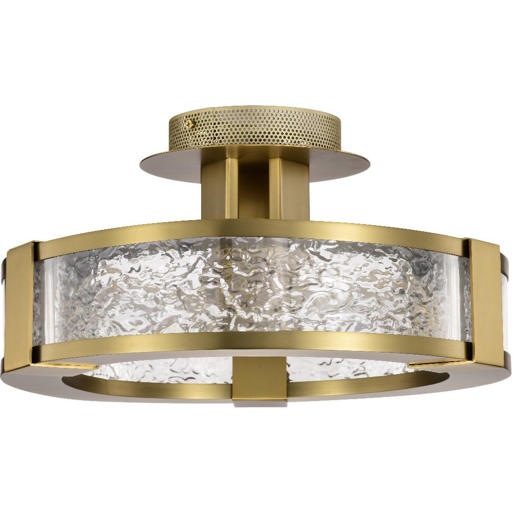 nuvo lighting Darrow LED 13.75 inch Vintage Brass Semi Flush Mount Ceiling Light