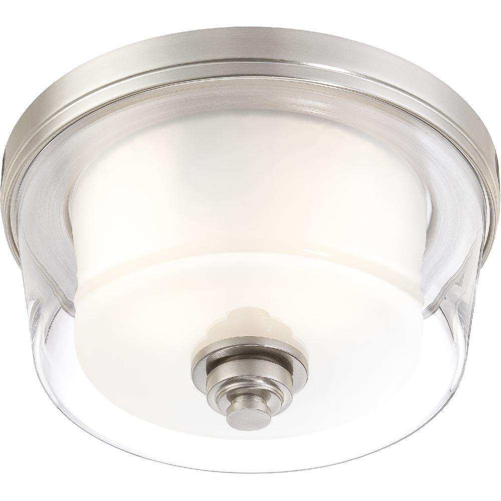 nuvo lighting Decker 2 Light 13 inch Brushed Nickel Flush Mount Ceiling Light