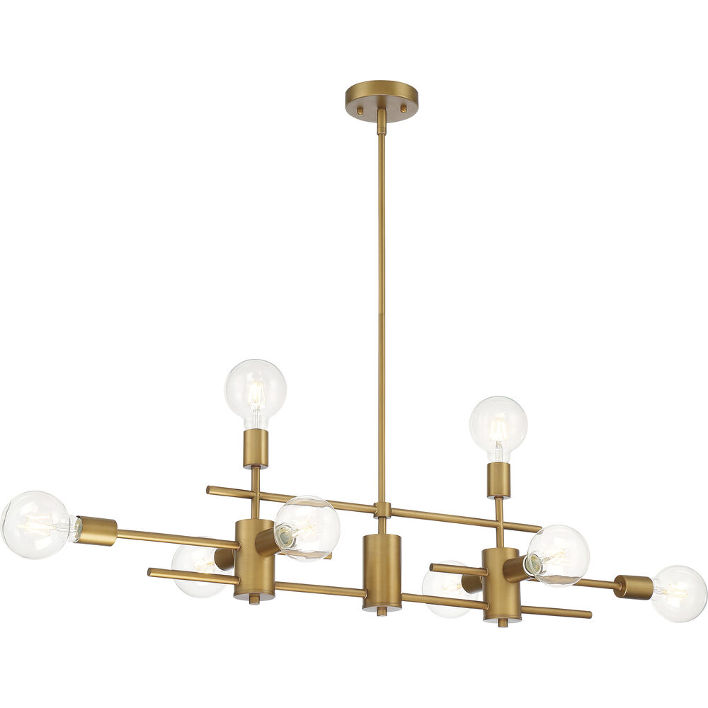 Nuvo Lighting Delphi 8 Light 45 Inch Aged Gold Island Pendant Ceiling Light