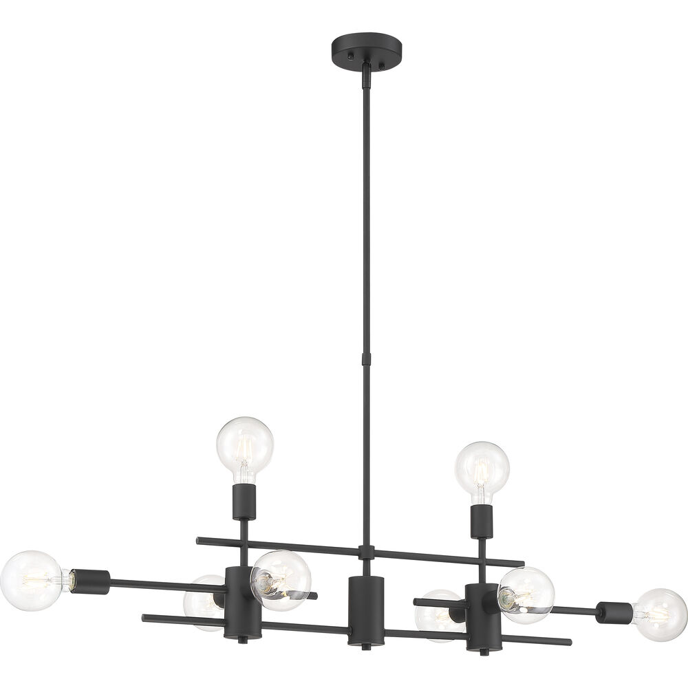 Nuvo Lighting Delphi 8 Light 45 Inch Black Island Pendant Ceiling Light