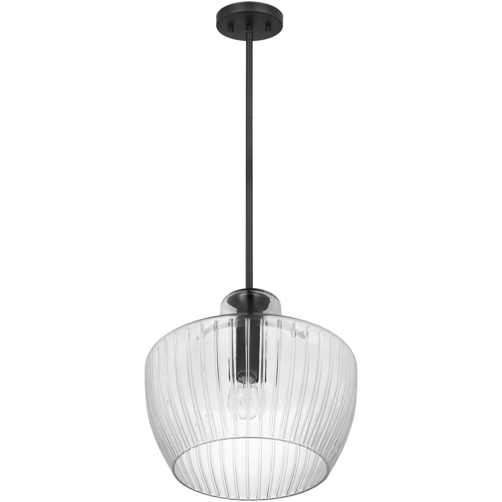 Nuvo Lighting Destin 1 Light 14 Inch Black With Silver Accents Pendant Ceiling Light