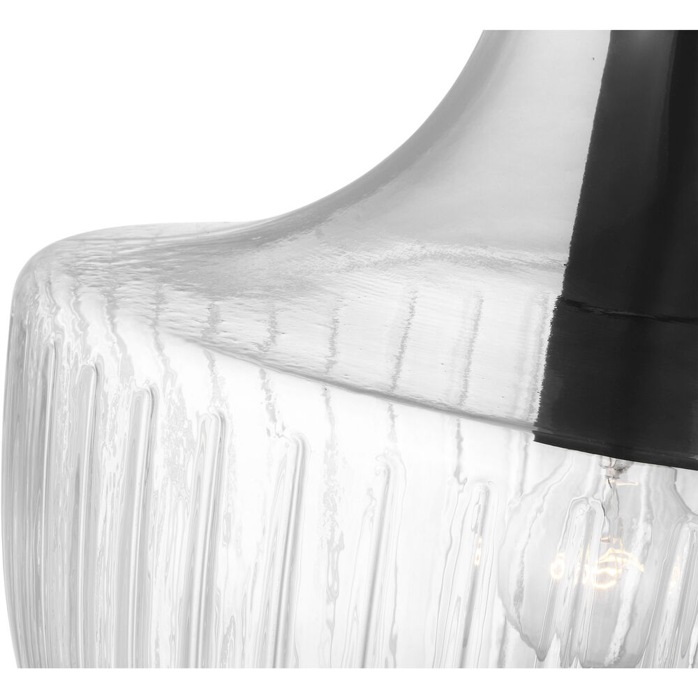Nuvo Lighting Destin 1 Light 14 Inch Black With Silver Accents Pendant Ceiling Light