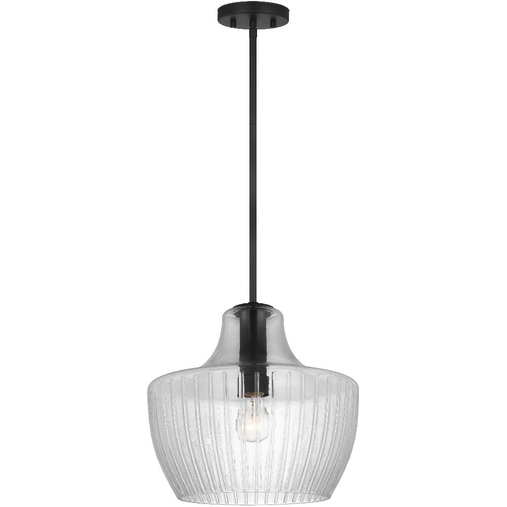 nuvo lighting Destin 1 Light 14 inch Black with Silver Accents Pendant Ceiling Light