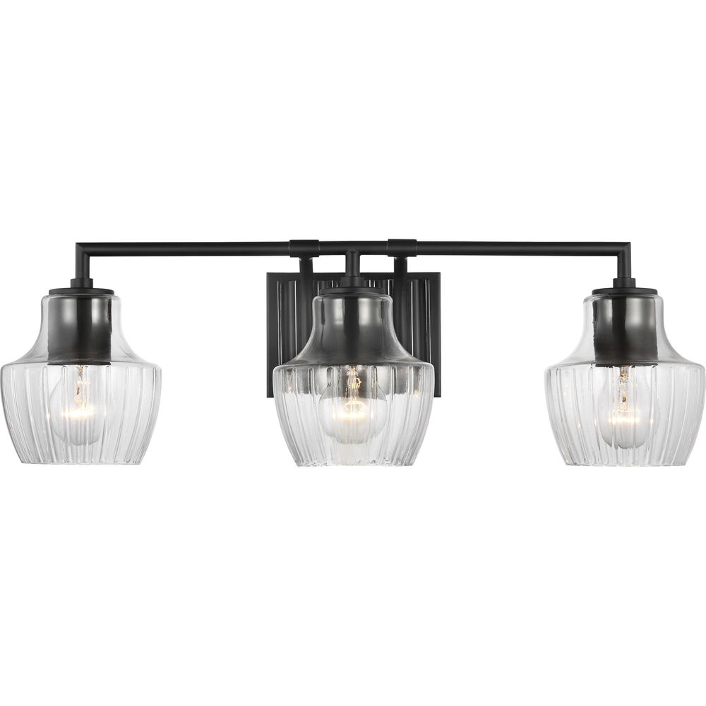 Nuvo Lighting Destin 3 Light 24 Inch Black With Silver Accents Bathroom Vanity Light Wall Light