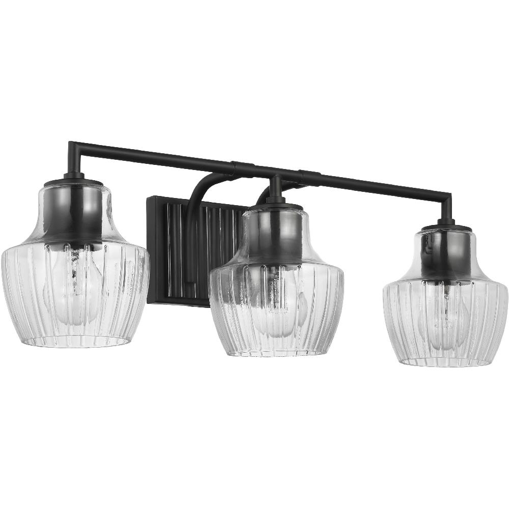 nuvo lighting Destin 3 Light 24 inch Black with Silver Accents Bathroom Vanity Light Wall Light