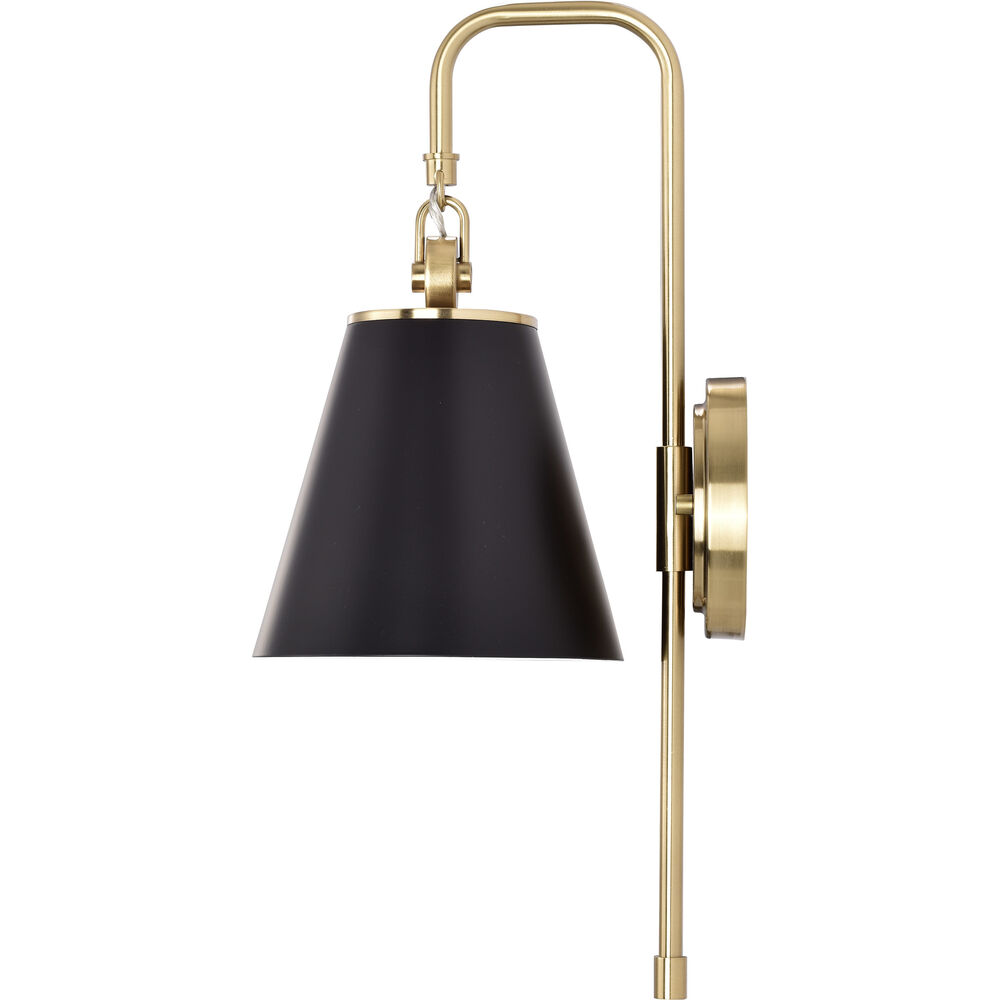 Nuvo Lighting Dover 1 Light 7 Inch Black/Vintage Brass Bathroom Vanity Lights Wall Light