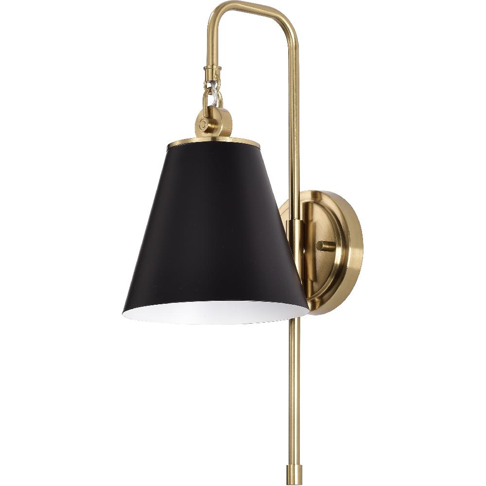 nuvo lighting Dover 1 Light 7 inch Black/Vintage Brass Bathroom Vanity Lights Wall Light