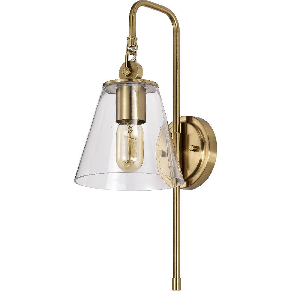 nuvo lighting Dover 1 Light 7 inch Vintage Brass Bathroom Vanity Lights Wall Light