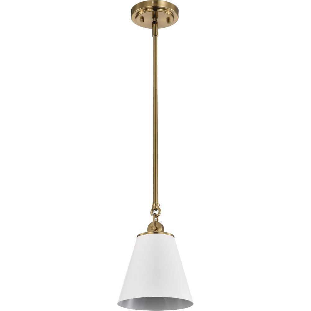 nuvo lighting Dover 1 Light 7 inch White/Vintage Brass Pendant Ceiling Light