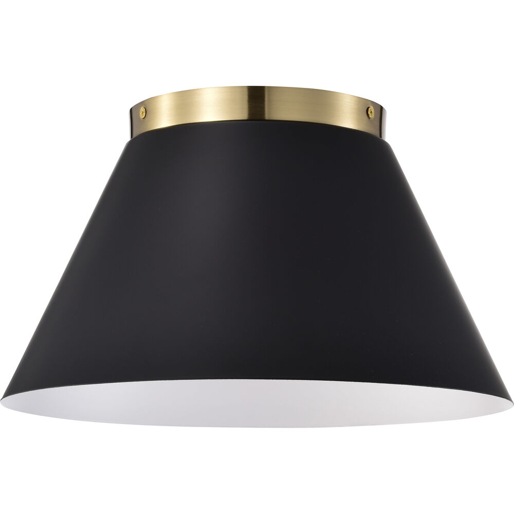 Nuvo Lighting Dover 2 Light 14 Inch Black/Vintage Brass Flush Ceiling Light