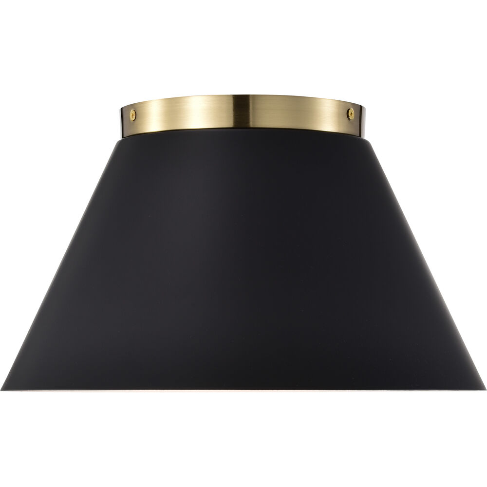 Nuvo Lighting Dover 2 Light 14 Inch Black/Vintage Brass Flush Ceiling Light