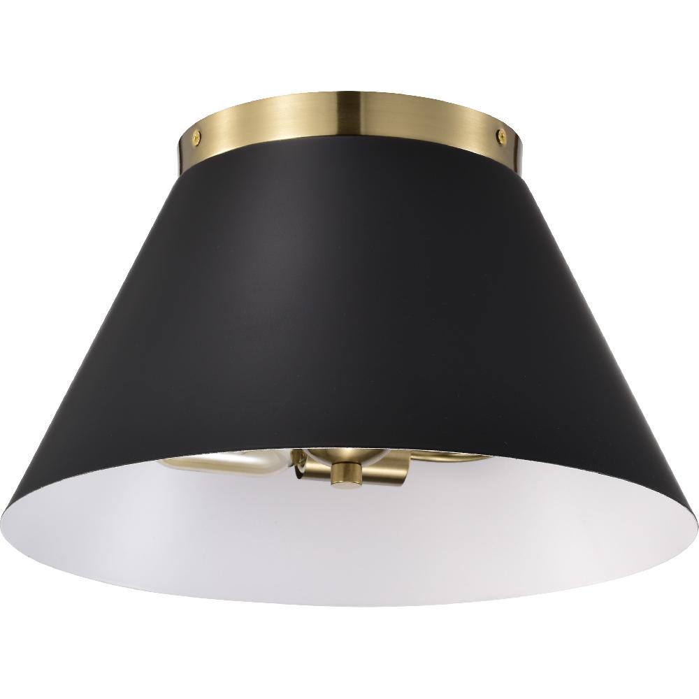 nuvo lighting Dover 2 Light 14 inch Black/Vintage Brass Flush Ceiling Light