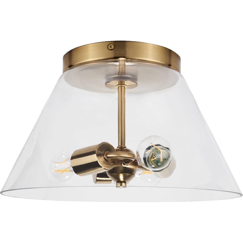 nuvo lighting Dover 2 Light 14 inch Vintage Brass Flush Ceiling Light
