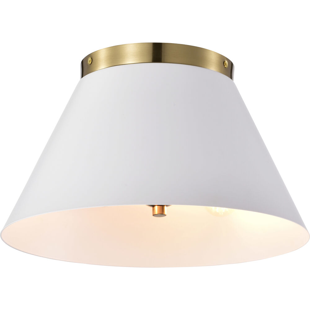 Nuvo Lighting Dover 2 Light 14 Inch White/Vintage Brass Flush Ceiling Light
