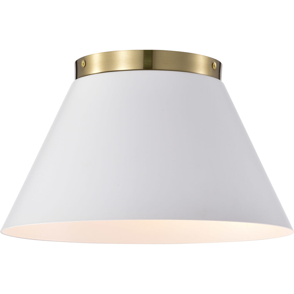 Nuvo Lighting Dover 2 Light 14 Inch White/Vintage Brass Flush Ceiling Light