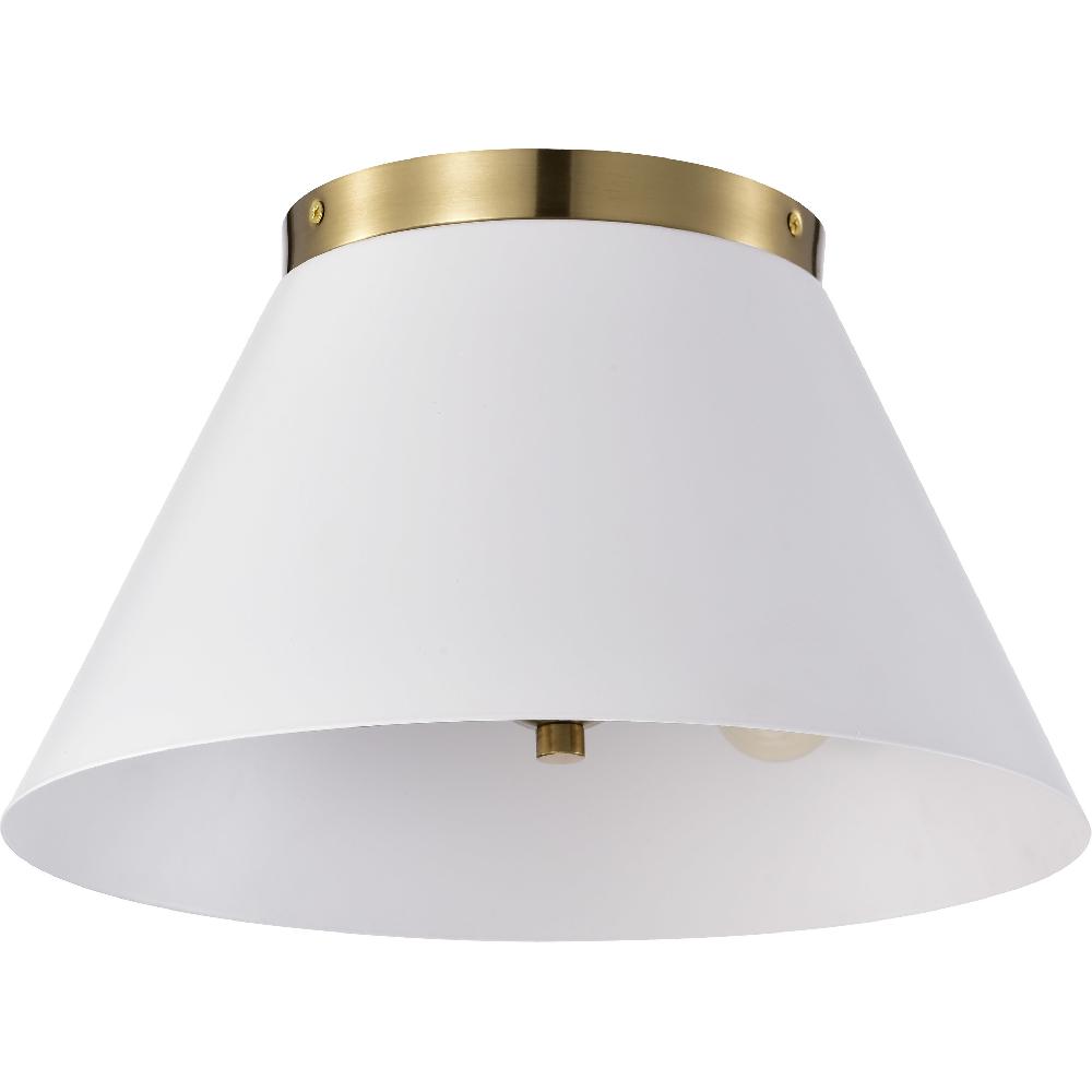 nuvo lighting Dover 2 Light 14 inch White/Vintage Brass Flush Ceiling Light