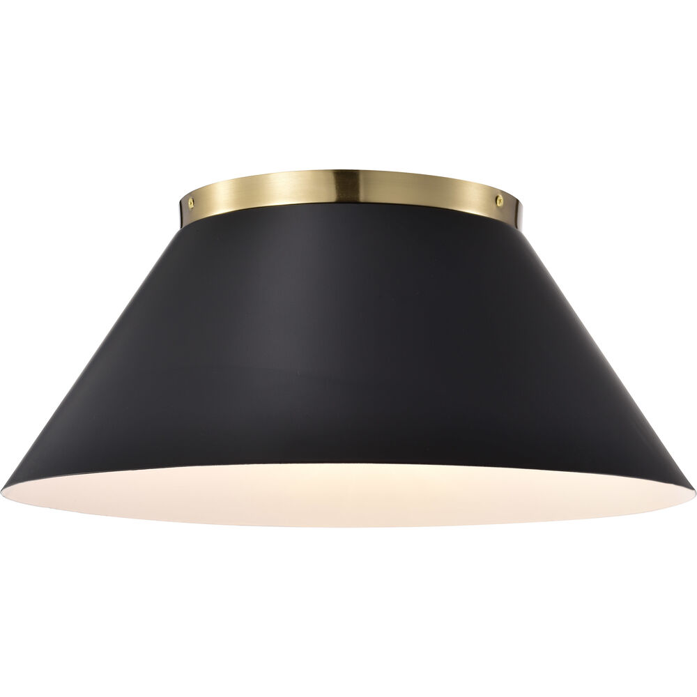 Nuvo Lighting Dover 3 Light 20 Inch Black/Vintage Brass Flush Ceiling Light