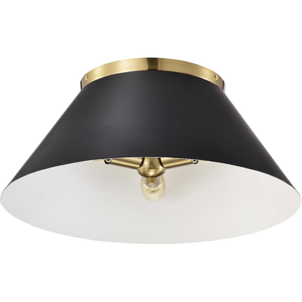 nuvo lighting Dover 3 Light 20 inch Black/Vintage Brass Flush Ceiling Light