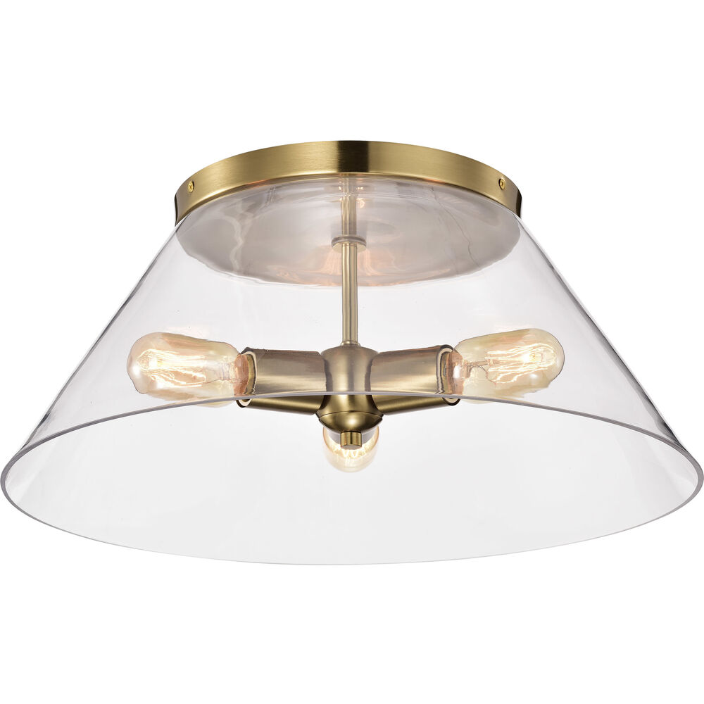 Nuvo Lighting Dover 3 Light 20 Inch Vintage Brass Flush Ceiling Light