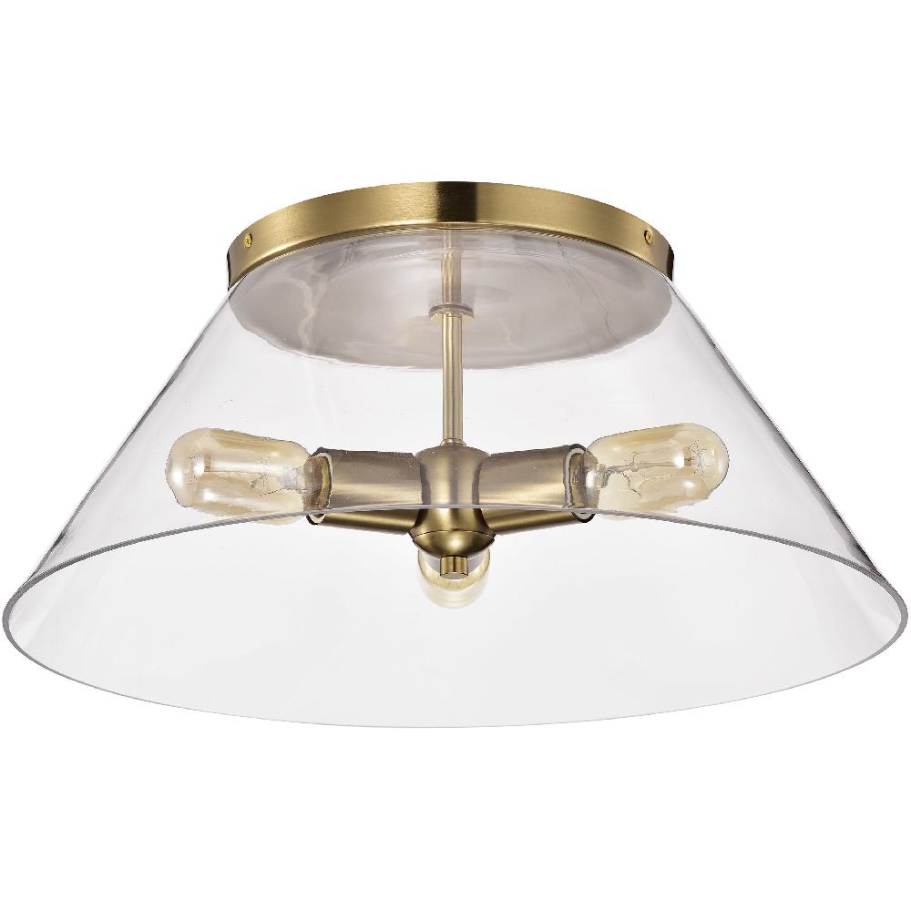 nuvo lighting Dover 3 Light 20 inch Vintage Brass Flush Ceiling Light