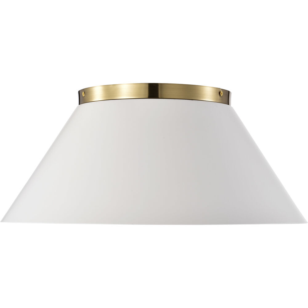Nuvo Lighting Dover 3 Light 20 Inch White/Vintage Brass Flush Ceiling Light