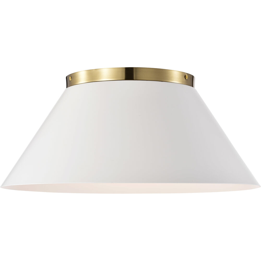 Nuvo Lighting Dover 3 Light 20 Inch White/Vintage Brass Flush Ceiling Light