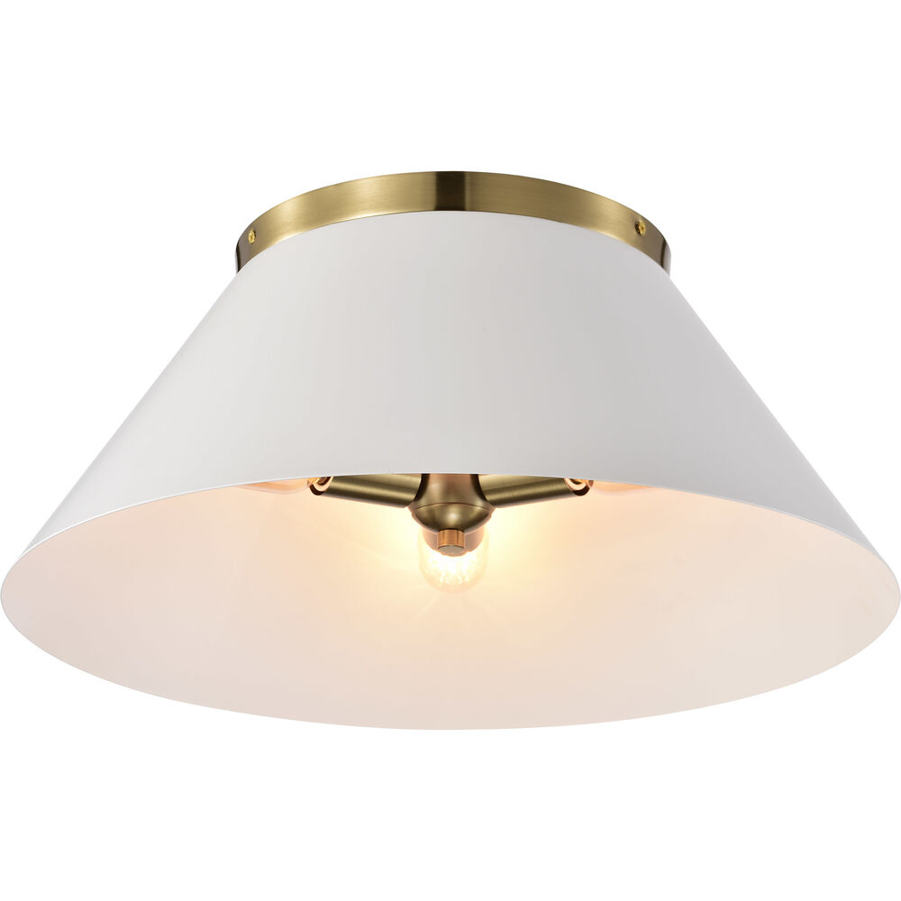 Nuvo Lighting Dover 3 Light 20 Inch White/Vintage Brass Flush Ceiling Light