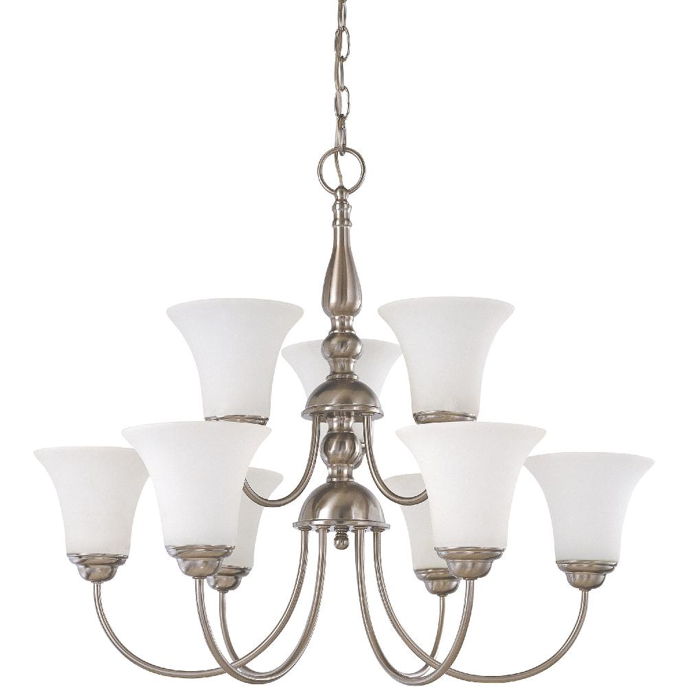 nuvo lighting Dupont 9 Light 27.5 inch Brushed Nickel Chandelier Ceiling Light
