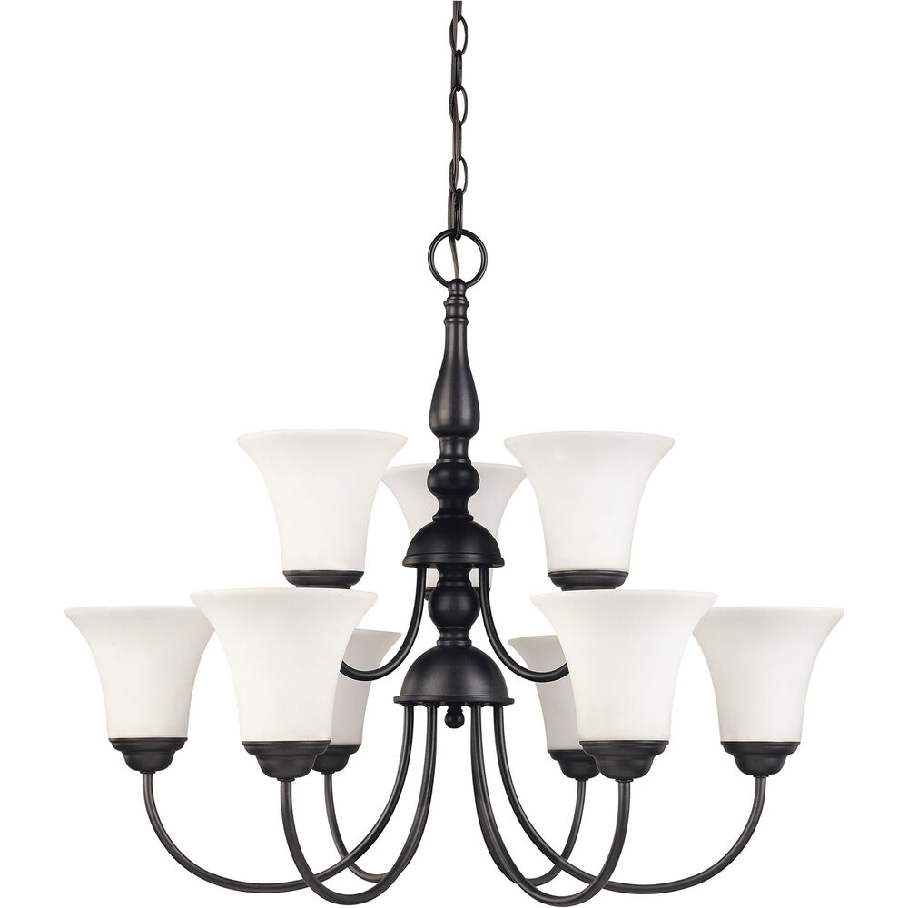 Nuvo Lighting Dupont 9 Light 27.5 Inch Dark Chocolate Bronze Chandelier Ceiling Light