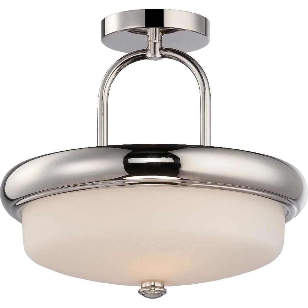 nuvo lighting Dylan LED 13 inch Polished Nickel and Satin White Semi Flush Mount Ceiling Light