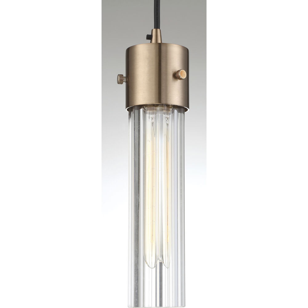 Nuvo Lighting Eaves 1 Light 5 Inch Copper Brushed Brass And Clear Ribbed Pendant Ceiling Light