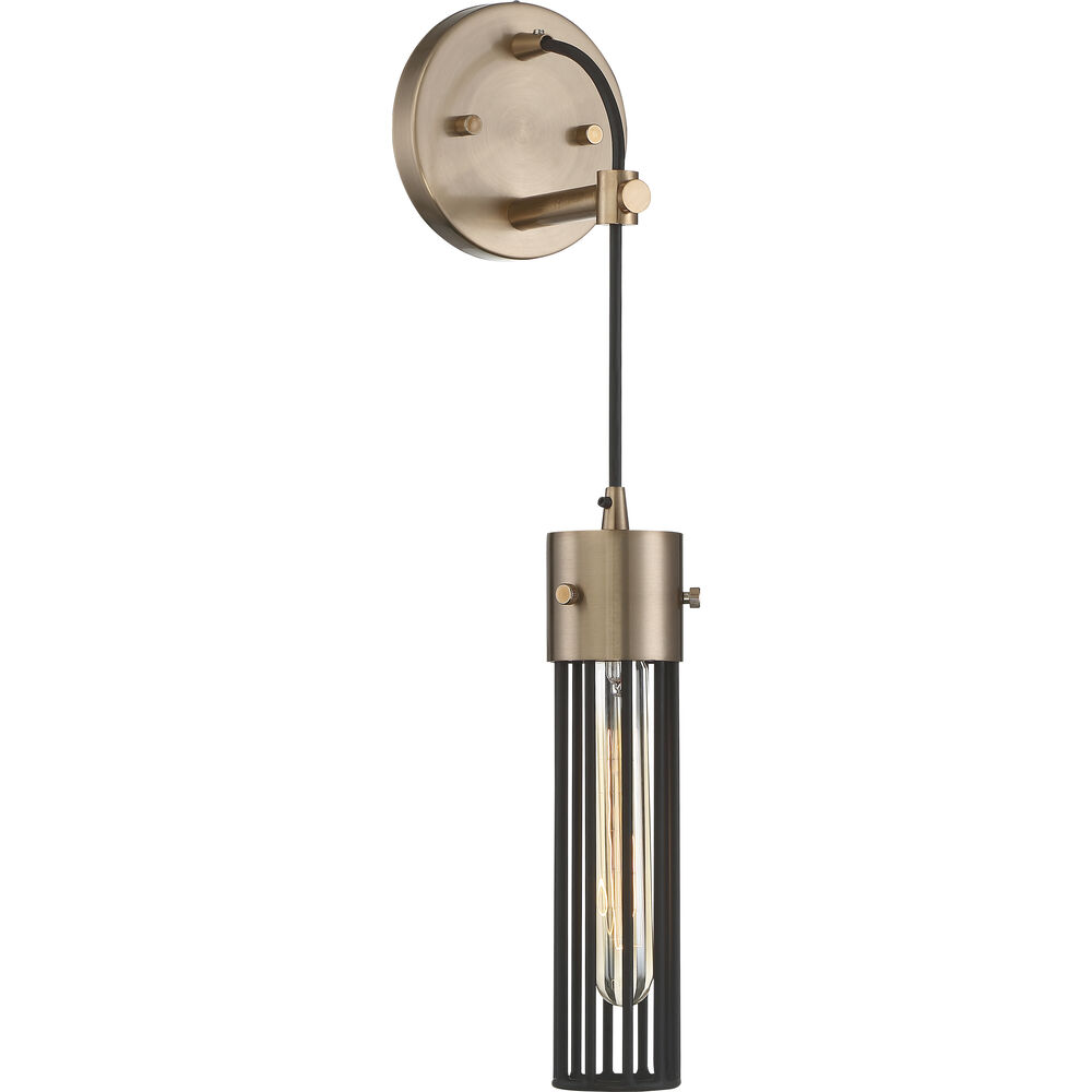 Nuvo Lighting Eaves 1 Light 5 Inch Copper Brushed Brass And Matte Black Wall Sconce Wall Light
