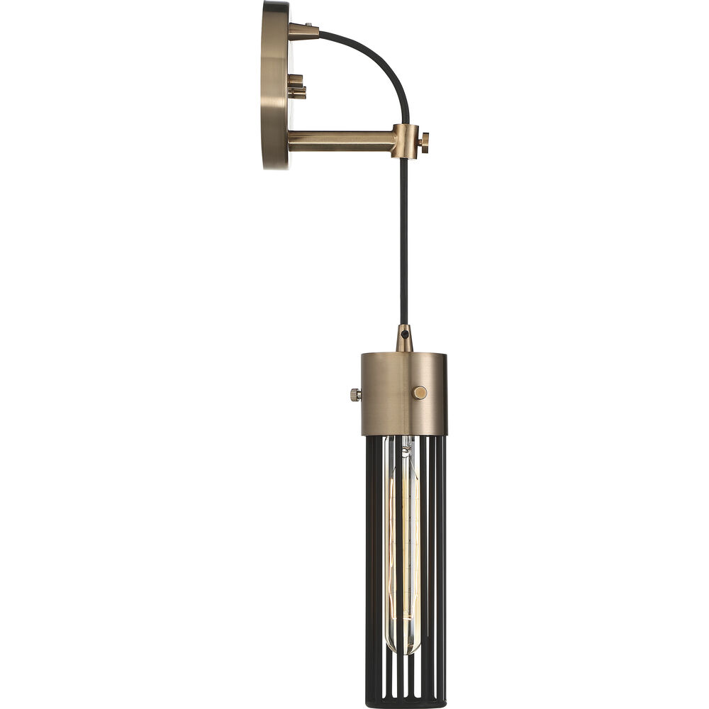 Nuvo Lighting Eaves 1 Light 5 Inch Copper Brushed Brass And Matte Black Wall Sconce Wall Light