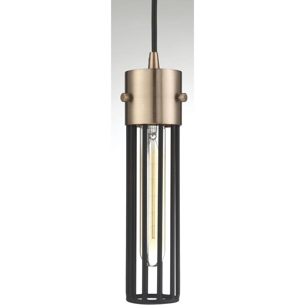 Nuvo Lighting Eaves 1 Light 5 Inch Copper Brushed Brass And Matte Black Pendant Ceiling Light