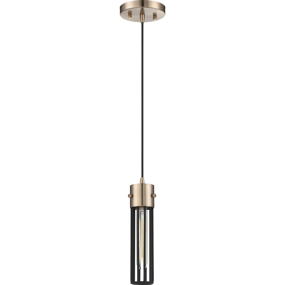 Nuvo Lighting Eaves 1 Light 5 Inch Copper Brushed Brass And Matte Black Pendant Ceiling Light