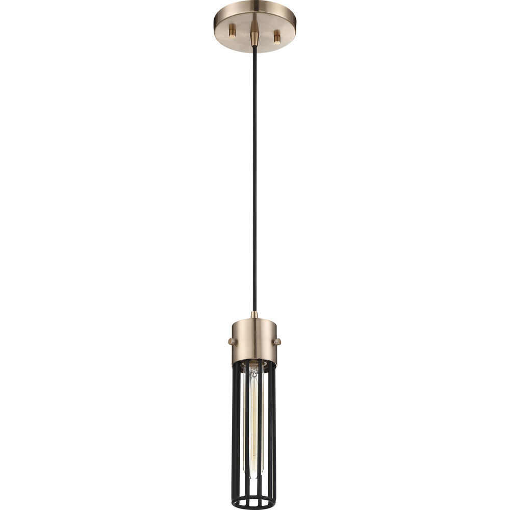 Nuvo Lighting Eaves 1 Light 5 Inch Copper Brushed Brass And Matte Black Pendant Ceiling Light