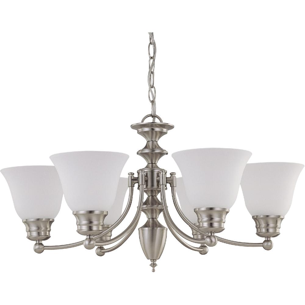 nuvo lighting Empire 6 Light 26 inch Brushed Nickel Chandelier Ceiling Light
