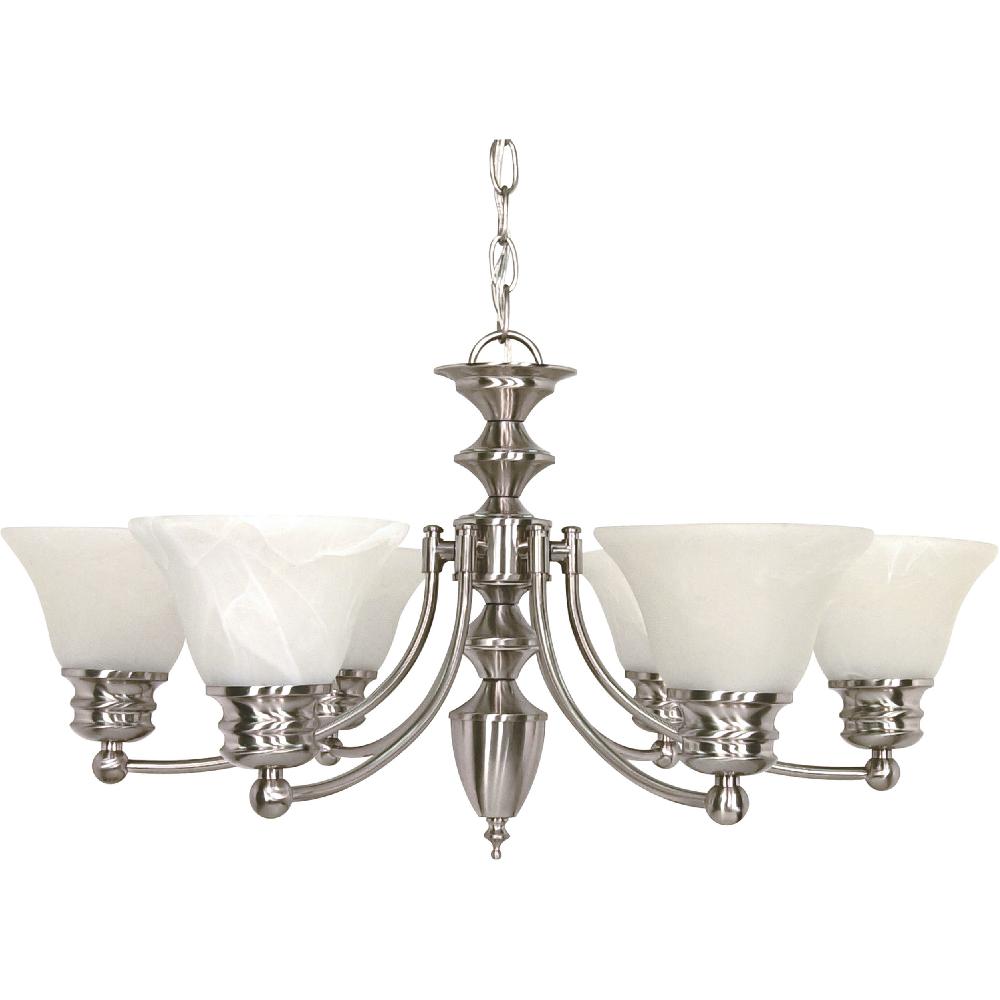 nuvo lighting Empire 6 Light 26 inch Brushed Nickel Chandelier Ceiling Light