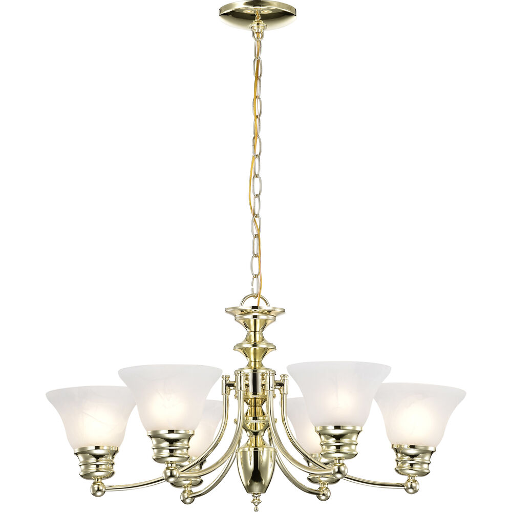 Nuvo Lighting Empire 6 Light 26 Inch Polished Brass Chandelier Ceiling Light