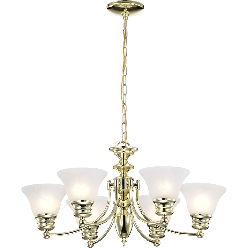 Nuvo Lighting Empire 6 Light 26 Inch Polished Brass Chandelier Ceiling Light