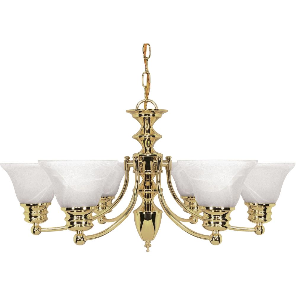 nuvo lighting Empire 6 Light 26 inch Polished Brass Chandelier Ceiling Light