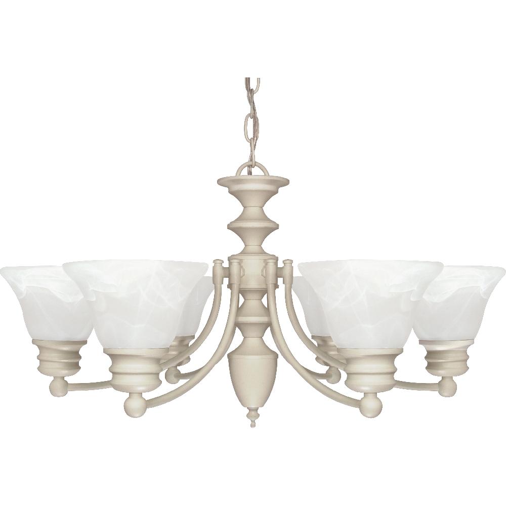 nuvo lighting Empire 6 Light 26 inch Textured White Chandelier Ceiling Light
