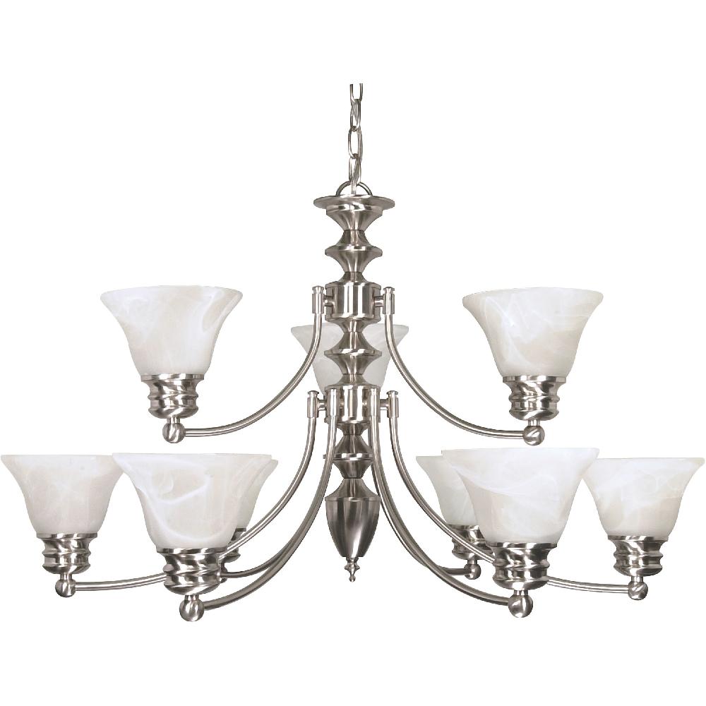 nuvo lighting Empire 9 Light 32 inch Brushed Nickel Chandelier Ceiling Light