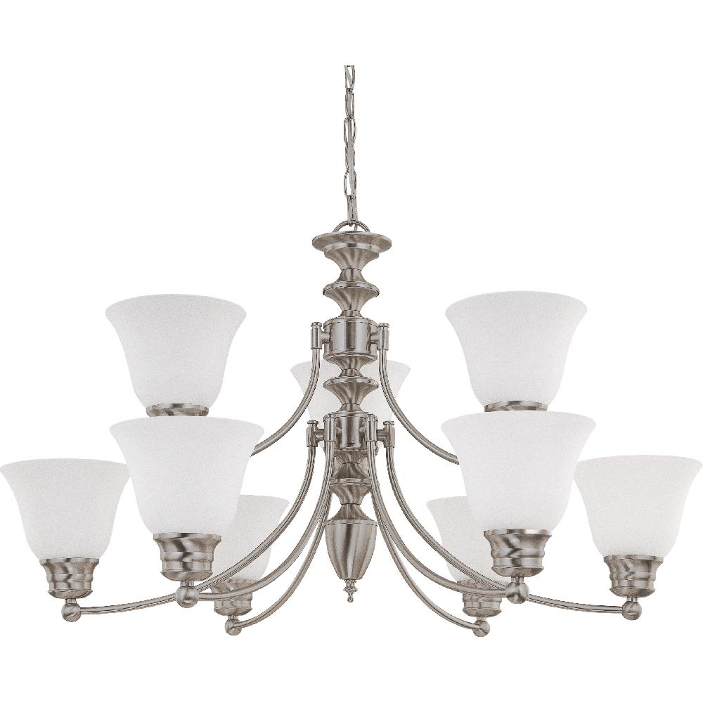 nuvo lighting Empire 9 Light 32 inch Brushed Nickel Chandelier Ceiling Light