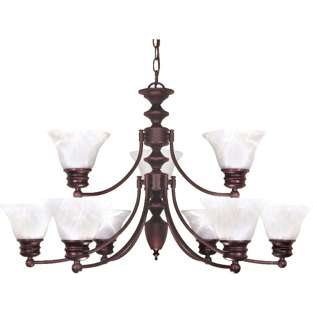 nuvo lighting Empire 9 Light 32 inch Old Bronze Chandelier Ceiling Light